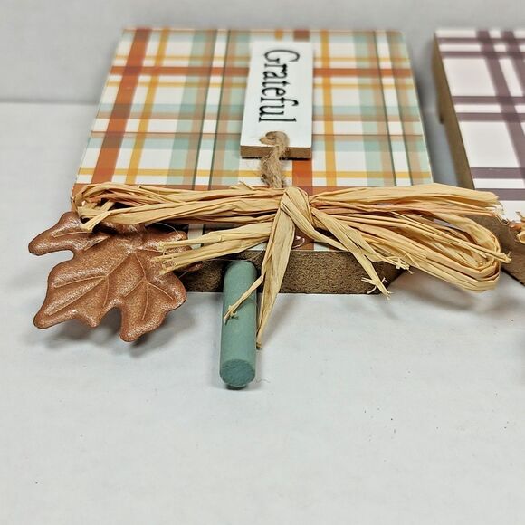 Lot of3 Grateful Hello Blessed Wooden Thanksgiving Tabletop Decor Multicolor New - Picture 5 of 12